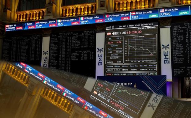 El Ibex-35 termina a la baja, pero mantiene los 9.500 puntos