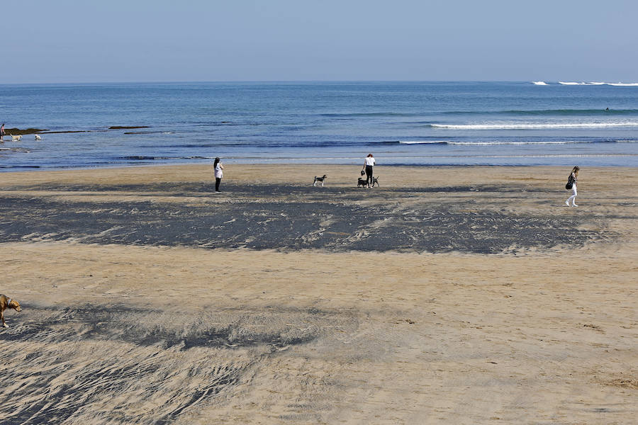 La mancha oscura ha aparecido de nuevo junto al 'pedreru' de San Pedro y se prolonga hasta la escalera número 2 del arenal gijonés