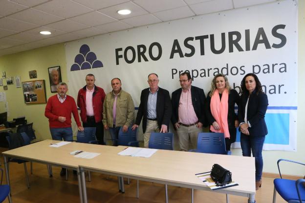La comparecencia de ayer en la sede de Foro Asturias en Pola de Siero. 