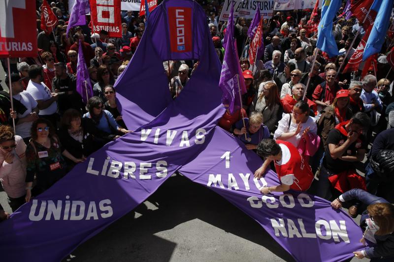 La manifestación parte del Parque Viejo de La Felguera bajo el lema «Igualdad, mejor empleo, mayores salarios, pensiones dignas»