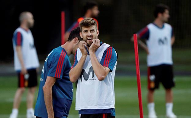 Gerard Piqué, durante un entrenamiento. 