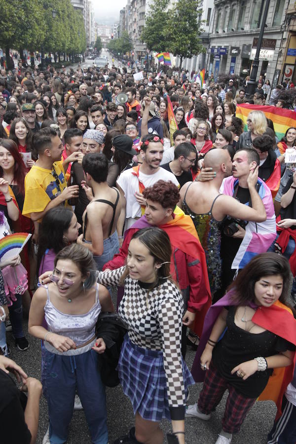 La manifestación con el lema 'Sal del armario y toma la calle', y ha sido organizada por la plataforma Transmaricabollo de Asturias