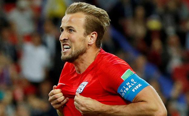 Kane celebra uno de sus goles con Inglaterra.