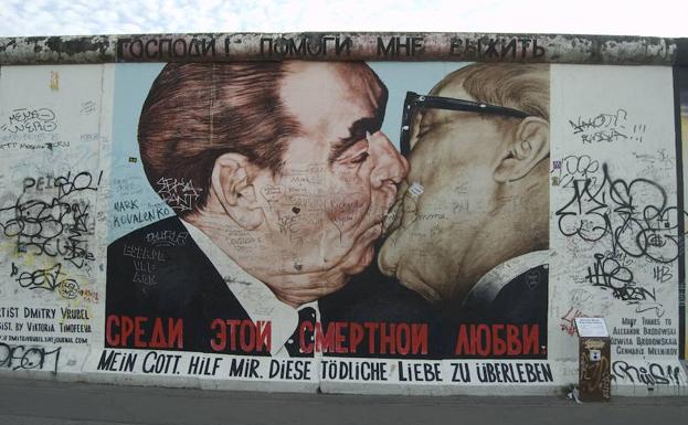 Segmento del Muro de Berlín que sigue en pie hoy en día.