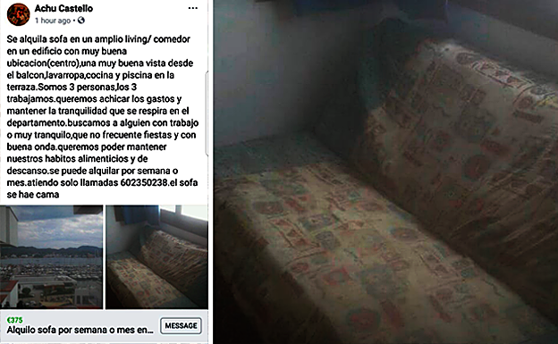 Se alquila sofá para vivir en Ibiza por 375 euros al mes