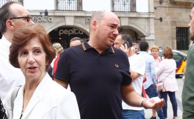 Cándido Álvarez, durante la concentración en Avilés.