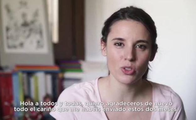 Capturas de pantalla del vídeo de Instagram de Irene Montero.