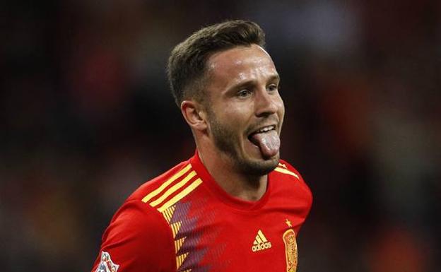 Saúl celebra el gol ante Inglaterra. 