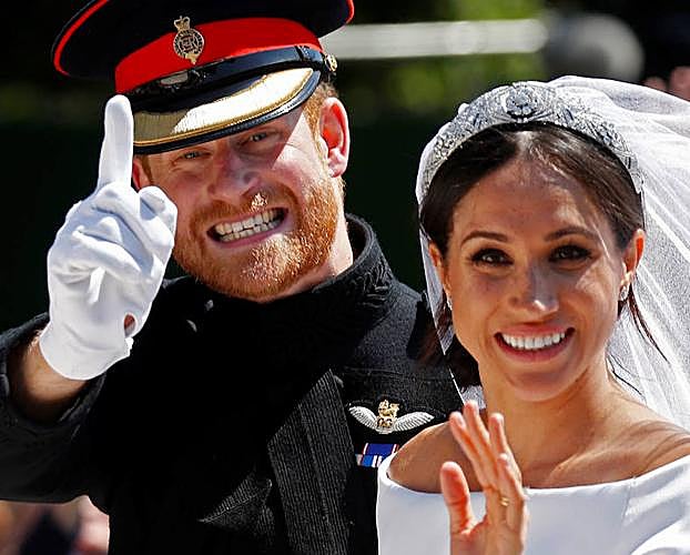 El príncipe Harry y Meghan Markle, duques de Sussex, el día de su boda