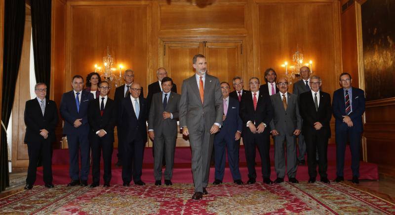 Felipe VI ha mantenido una audiencia con la Fundación para la Investigación e Innovación Biosanitaria en el Principado de Asturias en el primer acto de su visita a Asturias para presidir la ceremonia de entrega de los Premios Princesa.