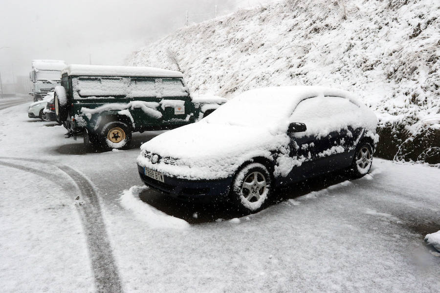 La ola de frío ha llegado a Asturias y ha cubierto las zonas de alta montaña de la región de blanco con las primeras nevadas