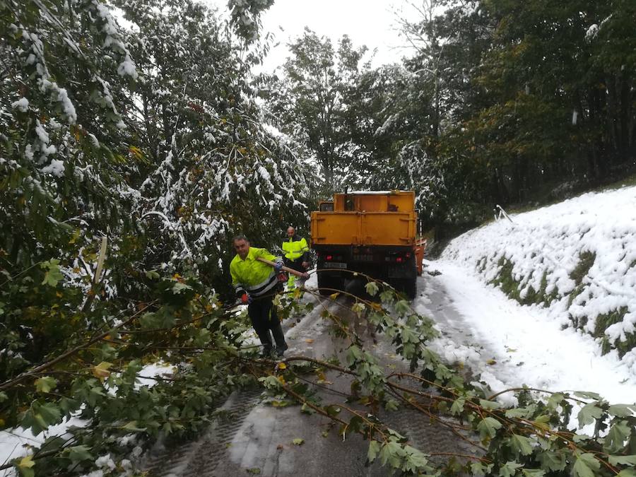El temporal se ha recrudecido y además de complicar la comunicación con la Meseta, ha ocasionado numerosas incidencias. La nieve ha cubierto muchos puntos de la región dejando estampas totalmente invernales