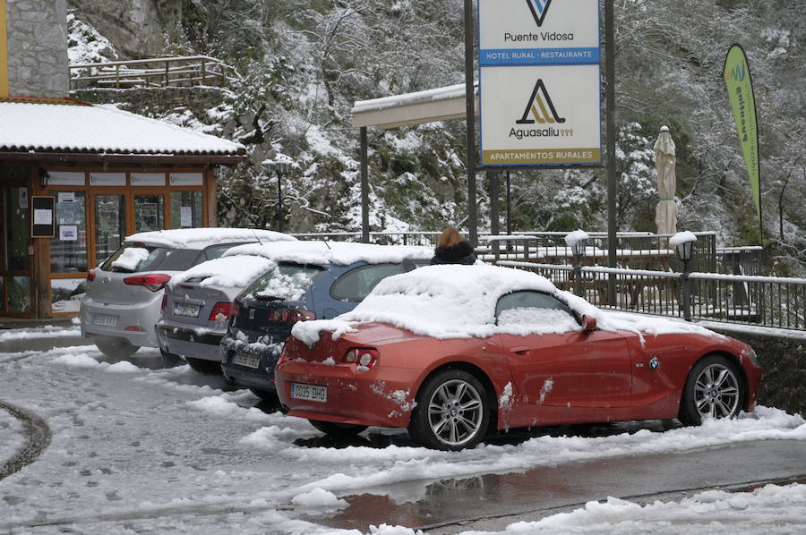 El temporal se ha recrudecido y además de complicar la comunicación con la Meseta, ha ocasionado numerosas incidencias. La nieve ha cubierto muchos puntos de la región dejando estampas totalmente invernales