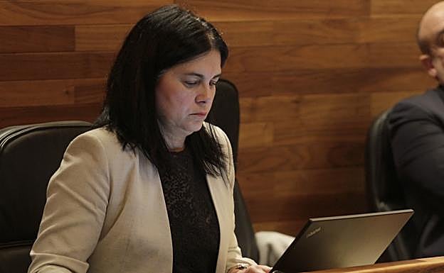 Carmen Fernández, en la Junta General del Principado.