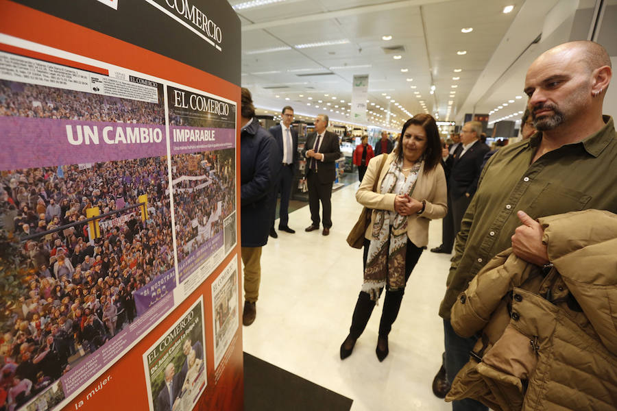 El Corte Inglés inaugura una exposición con portadas de EL COMERCIO para conmemorar su 140 aniversario. Se podrá visitar en la planta baja del centro comercial hasta el próximo 16 de noviembre