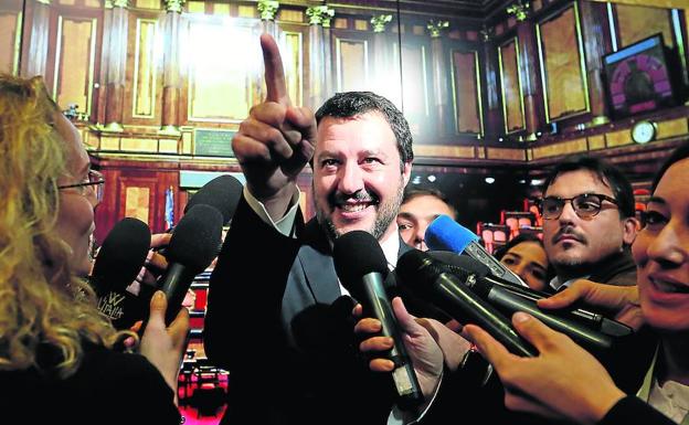 El ministro italiano del Interior, Matteo Salvini, en el Senado.