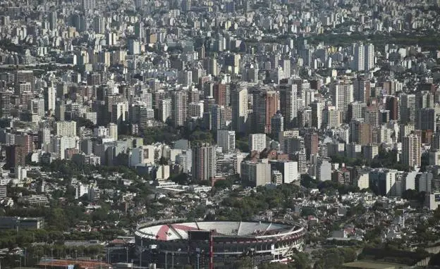 Vista aérea del Monumental, estadio de River Plate.