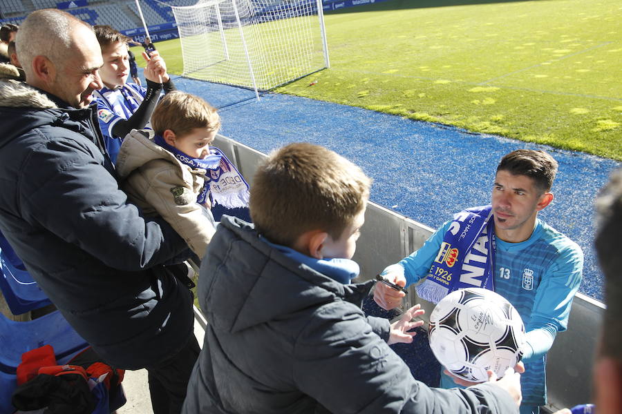 El conjunto azul preparó el encuentro ante el Numancia en el Tartiere rodeado de público