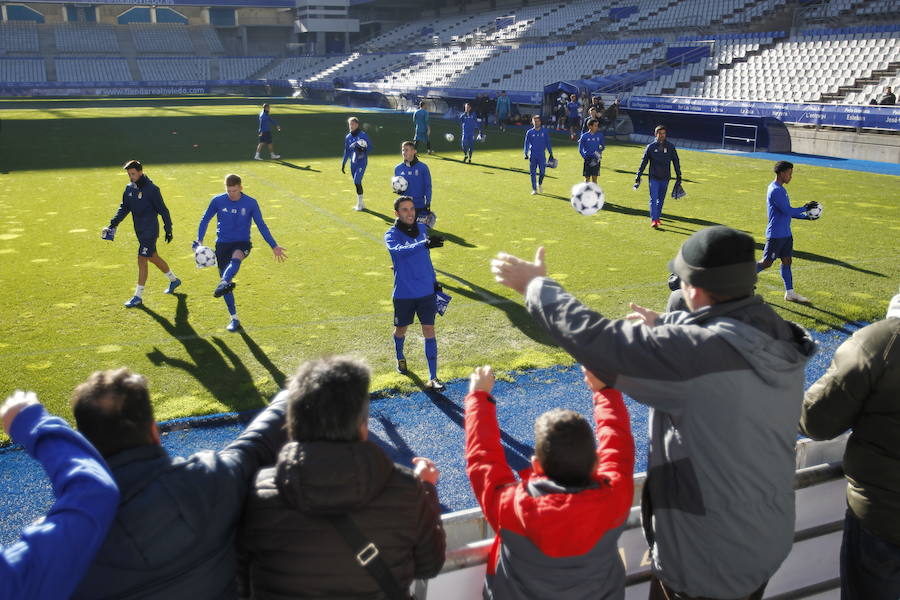El conjunto azul preparó el encuentro ante el Numancia en el Tartiere rodeado de público