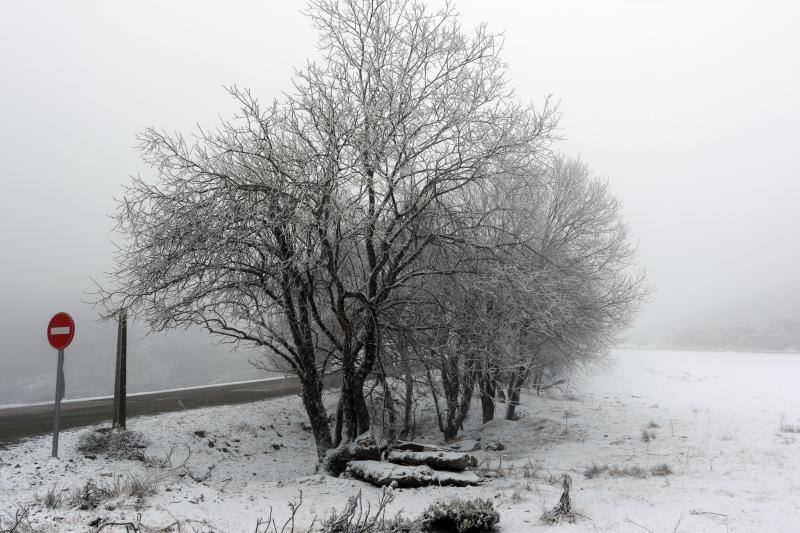 Valgrande-Pajares, Fuentes de Invierno y San Isidro han amanecido este jueves cubiertos de un manto blanco