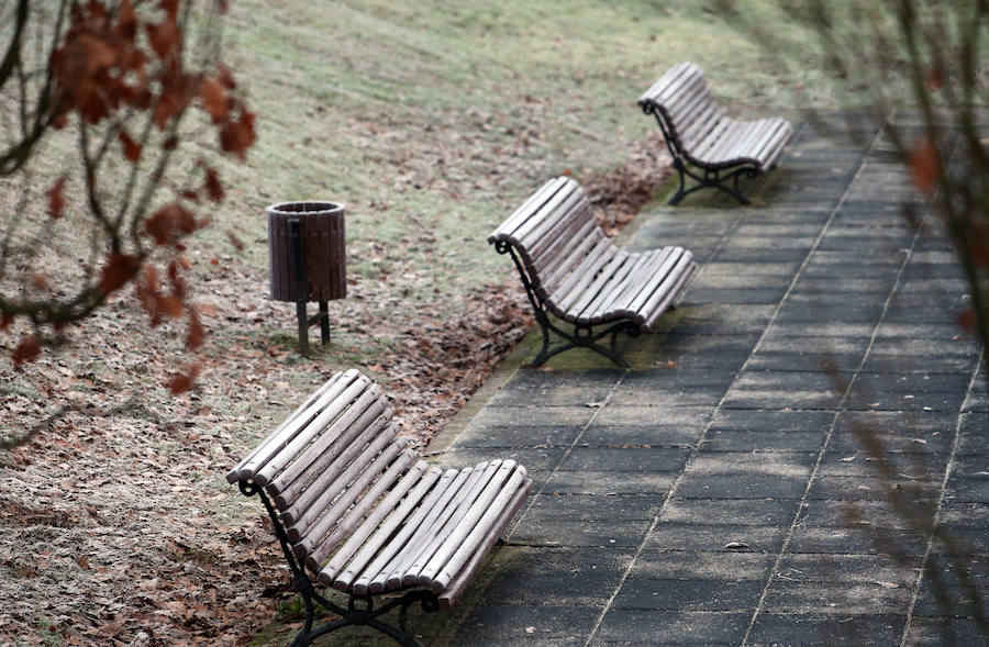 Cubierta por el manto blanco de una fuerte helada y con temperaturas de hasta seis grados bajo cero. Así ha amanecido Asturias este viernes.