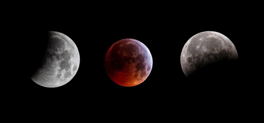 Composición hecha con la superluna vista en Andratx (Islas Baleares).