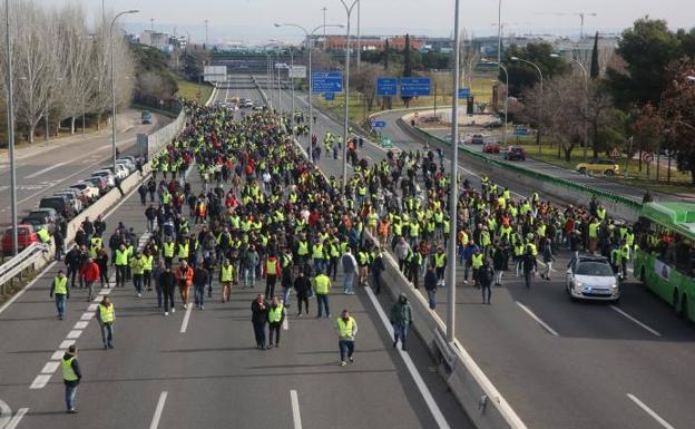 Manifestación de los taxistas en Madrid.