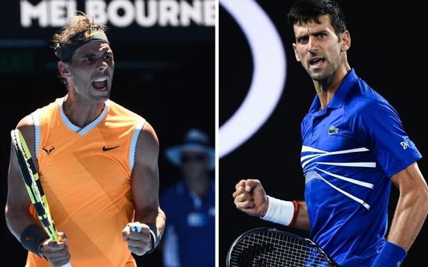 Rafa Nadal y Novak Djokovic en el Abierto de Australia de este año