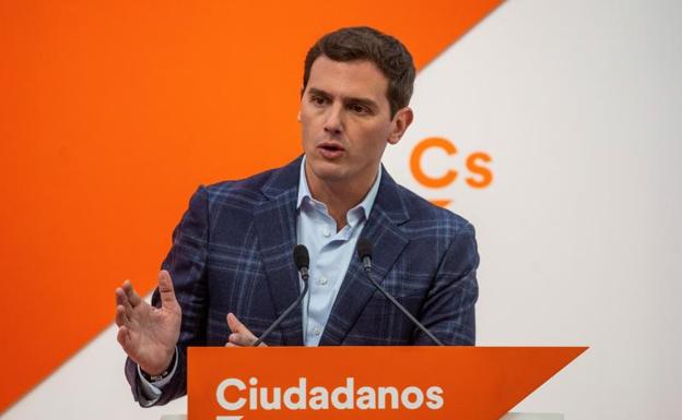 El presidente de Ciudadanos, Albert Rivera, durante la rueda de prensa posterior a la reunión del Comité Ejecutivo de su partido.