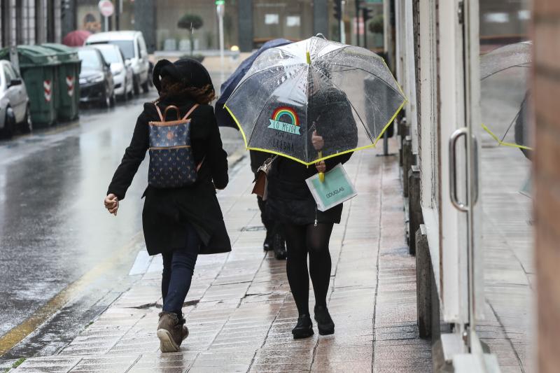 La ventosa jornada ha dejado papeleras y carteles caídos y un carretera cortada por un árbol en Naveces
