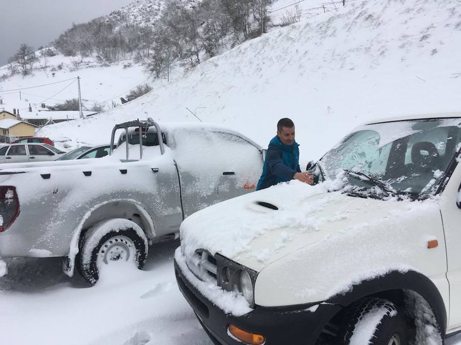 Las intensas nevadas que está dejando la borrasca 'Helena' a su paso por Asturias está complicando mucho la circulación por carretera, en especial, en los puertos de montaña. De hecho, se ha llegado a restringir el paso de camiones por Pajares y el Huerna y varios altos se han cerrado a todo tipo de vehículos. La nieve ha llegado incluso a la capital asturiana, que ha amanecido bajo un manto blanco. 