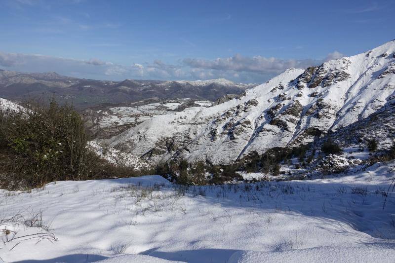 Las intensas nevadas han permitido incluso a algunos disfrutar de la nieve con sus esquís.