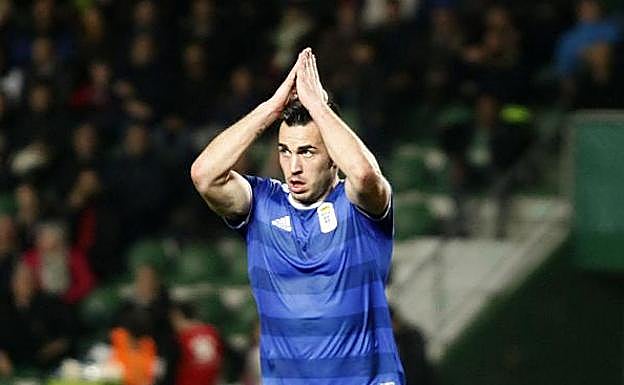 Joselu celebró así el primer tanto. 