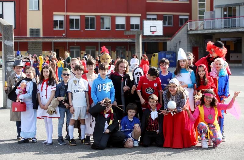 Alumnos de Infantil y Primaria hacen guiños con sus disfraces a la historia de Asturias, cine o a los clásicos héroes