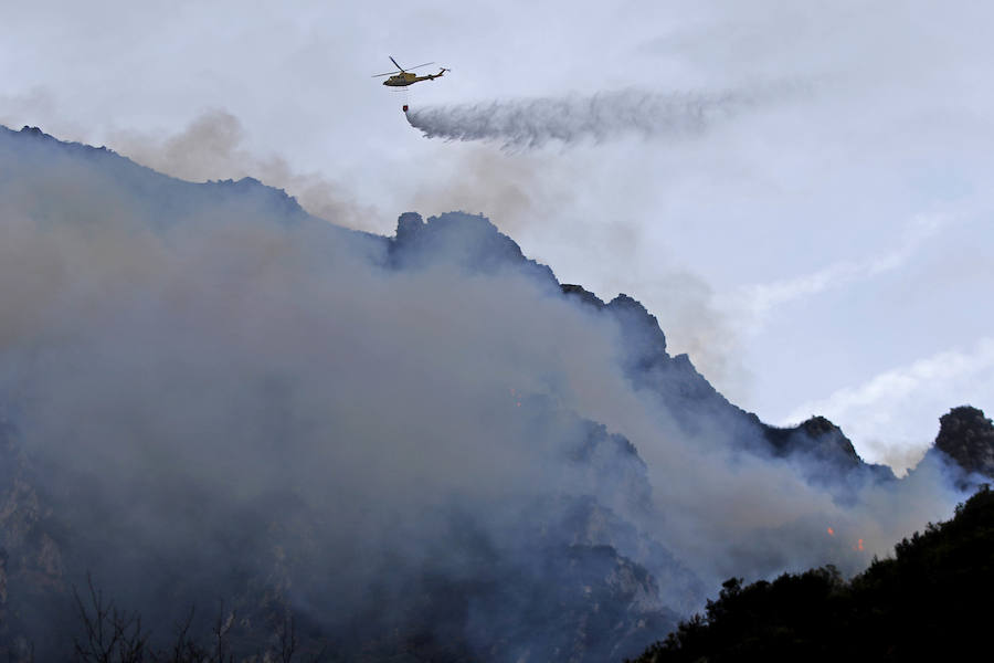 Salas ha sido el concejo que más ha sufrido las consecuencias de unos incendios cuya labor de extinción se complicaba debido al viento.