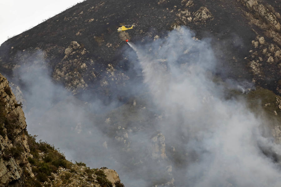 Salas ha sido el concejo que más ha sufrido las consecuencias de unos incendios cuya labor de extinción se complicaba debido al viento.