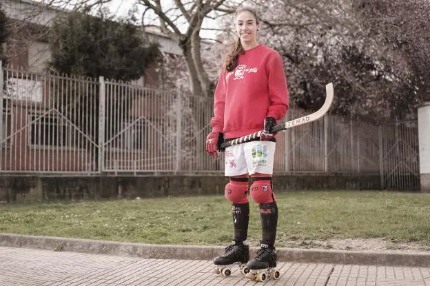 Marta Piquero, antes del entrenamiento con su equipo. 