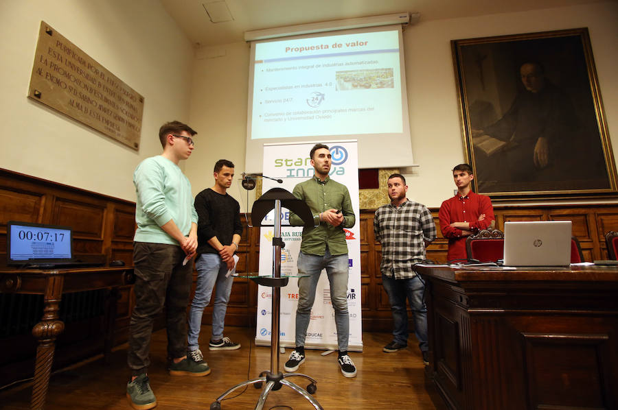 El proyecto Soundup del Colegio de Fomento Peñamayor se ha alzado con el primer premio en la categoría de menores de 17 años de STARTinnova, el programa de impulso de la cultura emprendedora de EL COMERCIO. En la categoría de segundo de Bachillerato y Formación Profesional se ha impuesto Imapro, del CIFP La Laboral, gracias a su propuesta de una compañía de mantenimiento para la Industria 4.0 de la región.