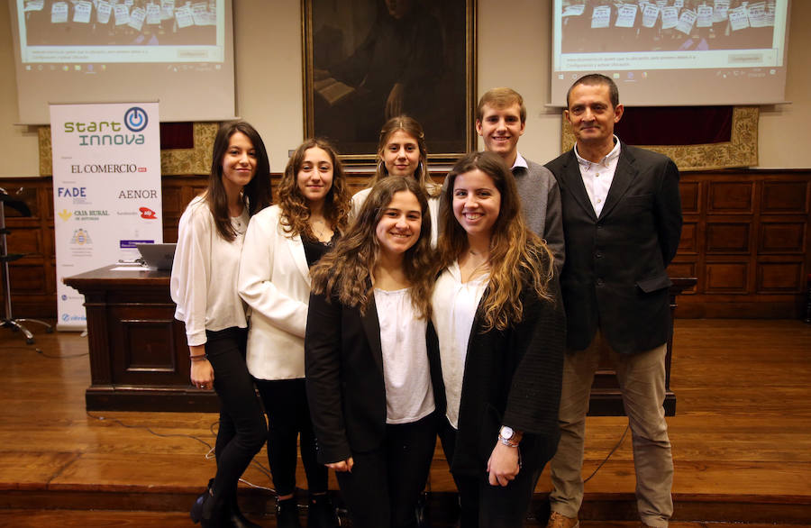 El proyecto Soundup del Colegio de Fomento Peñamayor se ha alzado con el primer premio en la categoría de menores de 17 años de STARTinnova, el programa de impulso de la cultura emprendedora de EL COMERCIO. En la categoría de segundo de Bachillerato y Formación Profesional se ha impuesto Imapro, del CIFP La Laboral, gracias a su propuesta de una compañía de mantenimiento para la Industria 4.0 de la región.