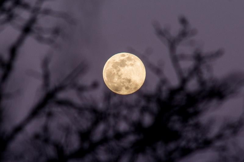 La superluna que anuncia la primavera brilló en la noche del miércoles sobre la ciudad de Ourense.