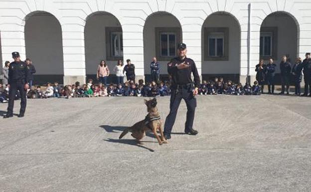 Los perros policía cautivan a los niños en Oviedo