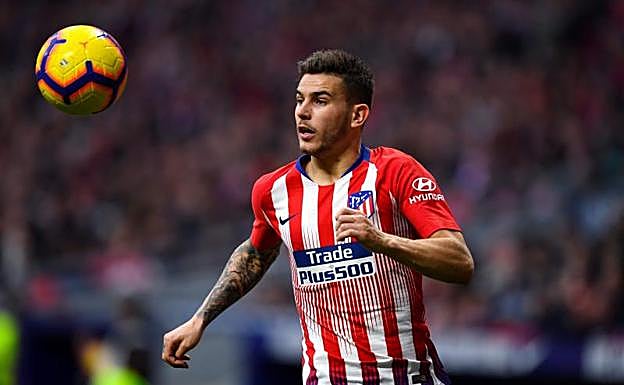 Lucas Hernández, con la camiseta del Atlético de Madrid. 