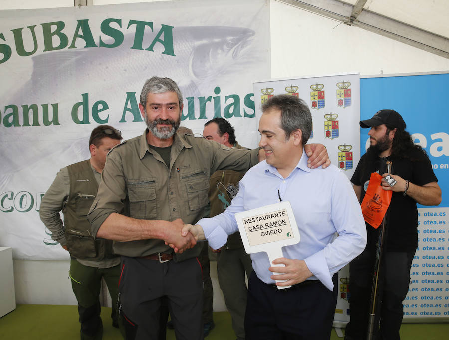 El primer salmón de la temporada fue capturado por el ovetense Fernando López Castro y la subasta se ha celebrado en Cornellana. 