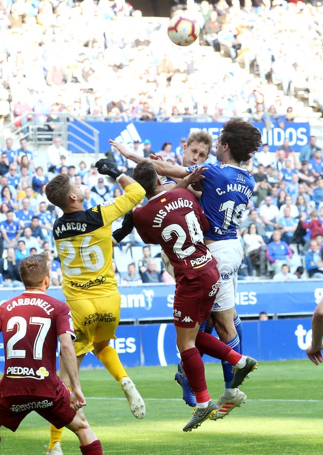 El equipo azul empató en el Carlos Tartiere y dejó escapa tres puntos que le mantienen noveno en la clasificación de Segunda División