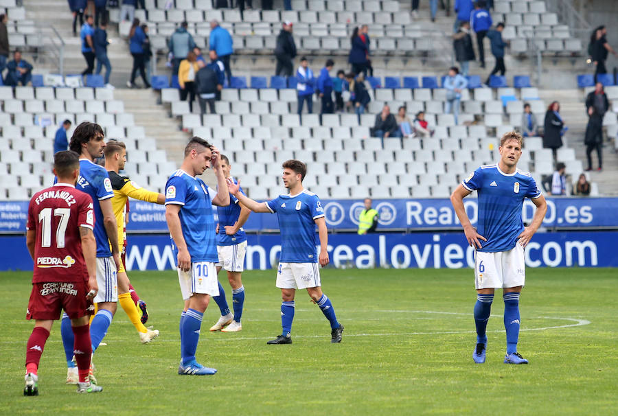 El equipo azul empató en el Carlos Tartiere y dejó escapa tres puntos que le mantienen noveno en la clasificación de Segunda División