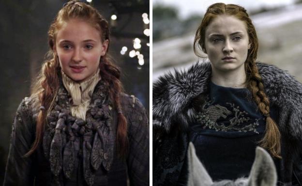 Comparación de Sansa entre la primera y la octava temporada.