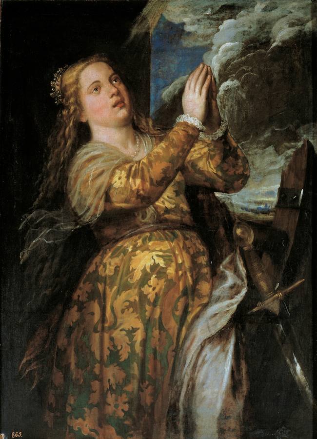 ‘Santa Catalina de Alejandría’, óleo de Tiziano de 1560 en depósito en el Museo de Bellas Artes. 