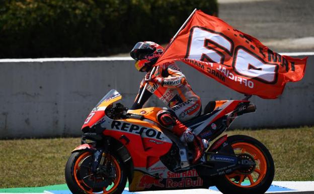 Marc Márquez, celebrando su victoria en el GP de España.