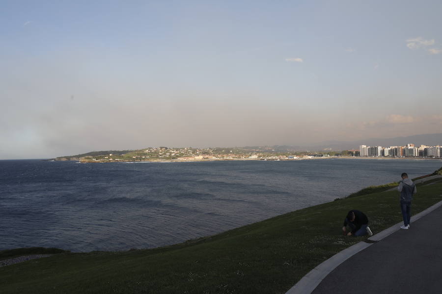 Los fuertes vientos han provocado que el humo se extendieran incluso sobre Gijón, Avilés o la ría de Villaviciosa.