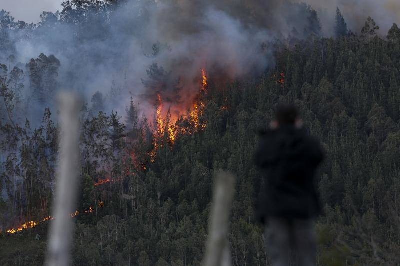 Los fuertes vientos han provocado que el humo se extendieran incluso sobre Gijón, Avilés o la ría de Villaviciosa.